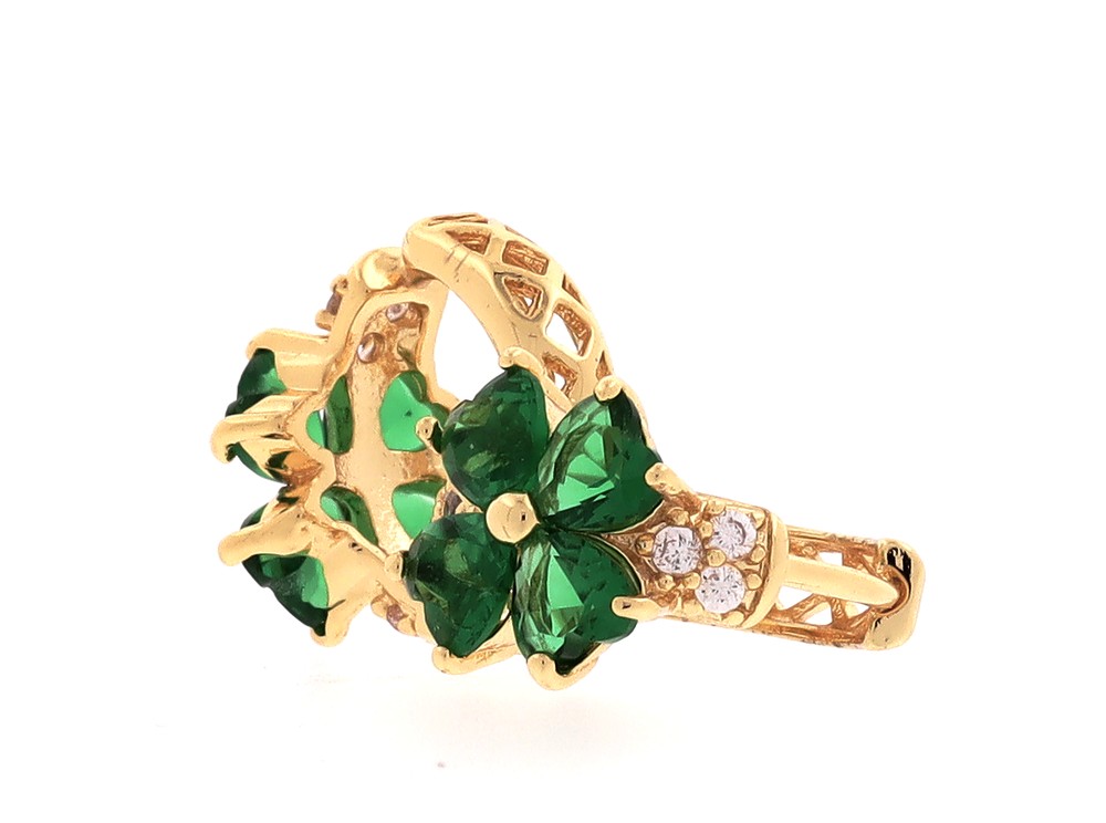 Emerald Floral Gold Earrings